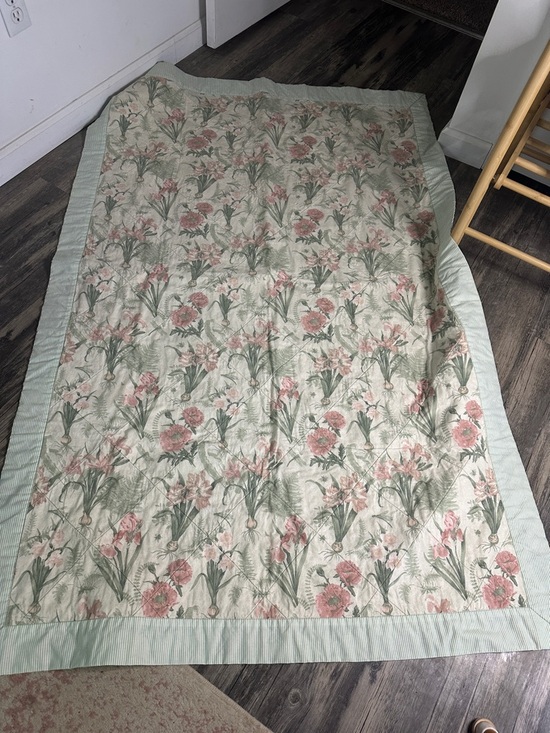 Other - Floral Printed Quilted Throw - Pink and Green